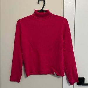 Lucy & Yak Aiden Ribbed Roll Neck Turtleneck in Fuchsia